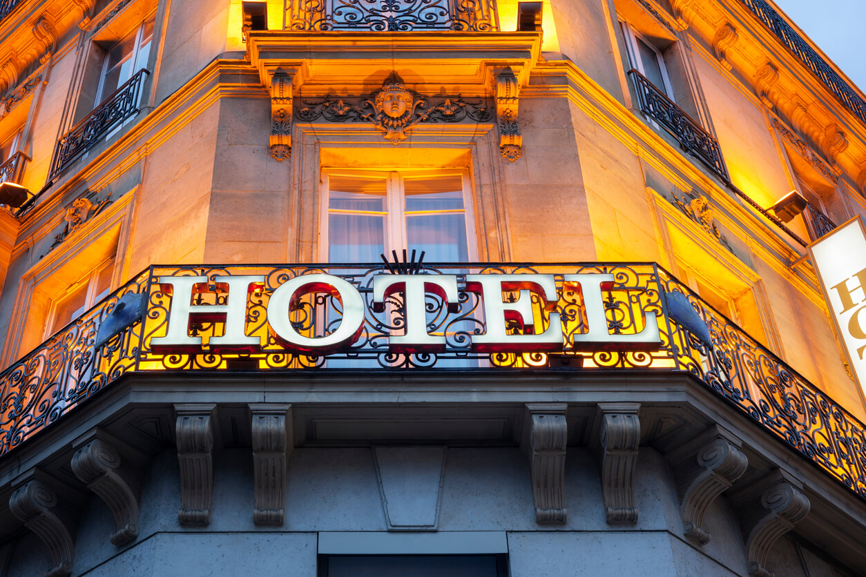 exterior view of the sign at the front of a hotel
