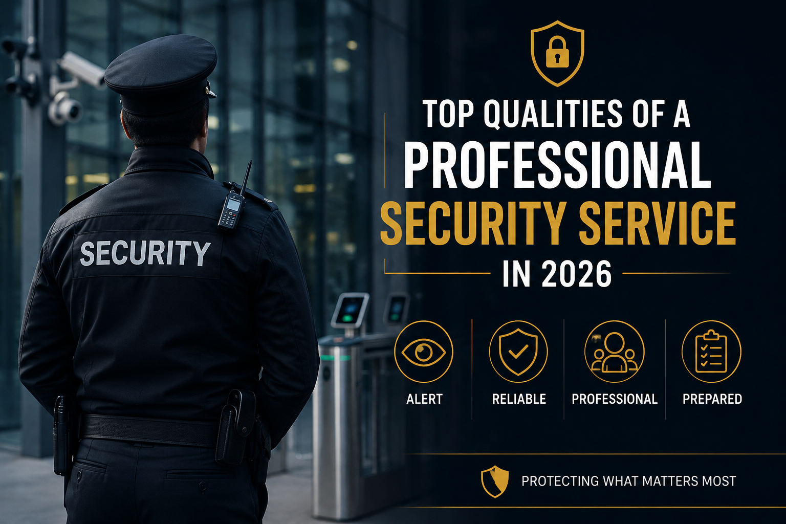 Professional security service protecting business premises